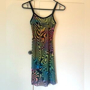 Current Mood Rainbow Swirl Mesh Dress Size Small